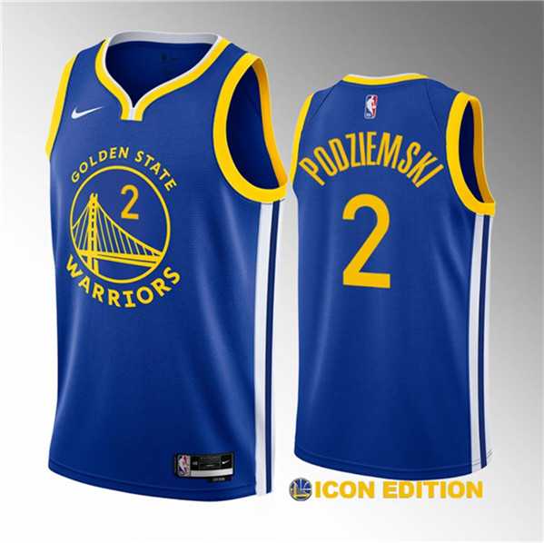 Mens Golden State Warriors #2 Brandin Podziemski Royal 2023 Draft Icon Edition Swingman Stitched Basketball Jersey Dzhi